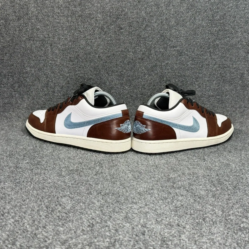 Jordan 1 Retro Low SE Shoes Men's 10 Brown Blue‎ Grey Leather Athletic Sneakers